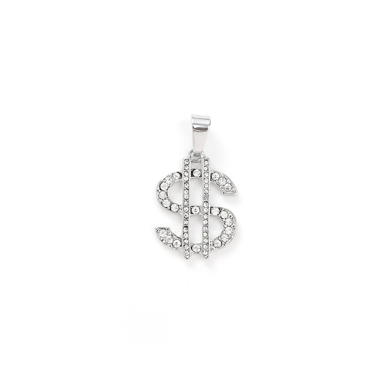 Hip-Hop exagerado europeo y americano cornucopia símbolo de dólar collar de aleación con diamantes personales joyas colgante hombre hipster