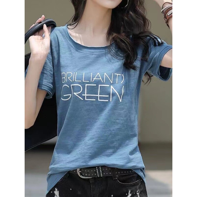 Summer Clothing 2026 New Style Short-Sleeved T-Shirt for Women Cotton Loose Large Size Korean Style Printed Letter Half-Sleeved T-Shirt Sweatshirt
