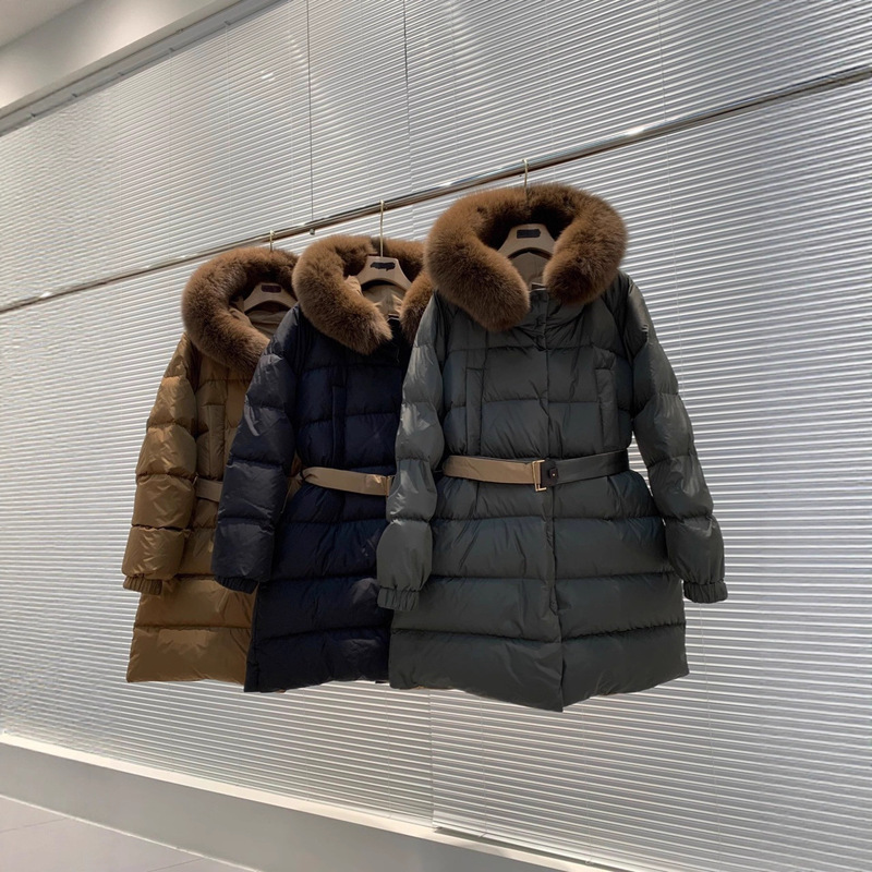 2025 New Winter Max Fox Fur Belt Short down Jacket Reversible Women's Warm Jacket Versatile