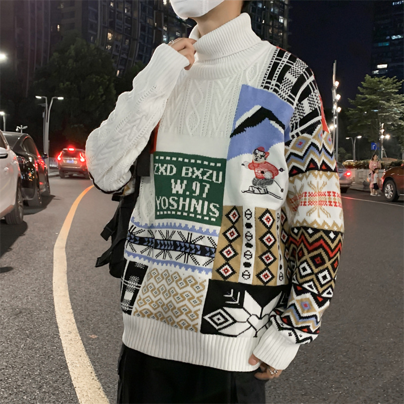 National Fashion New Arrival Sweater Men's New Year Christmas Winter Velvet-Lined Thickened Loose Bear Couple Sweater Coat Knitted Sweater National Fashion New Arrival Sweater Men's New Year Christmas Winter Velvet-Lined Thickened Loose Bear Couple Sweater Coat Knitted Sweater