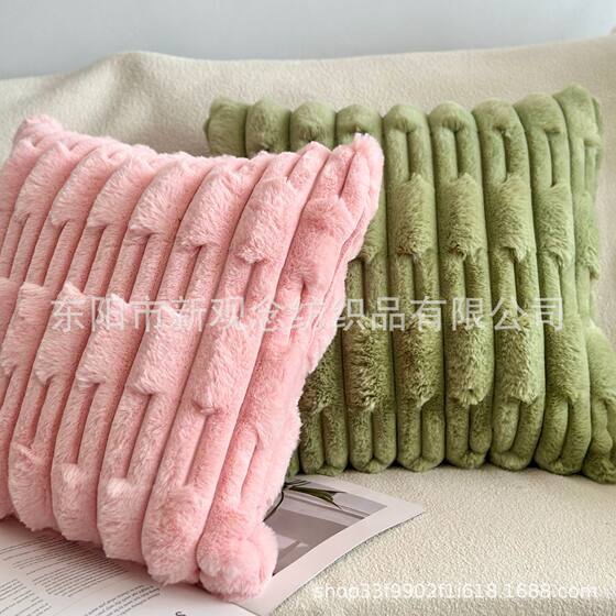 Amazon Hot Sale Rabbit Fur Pillow Case Double-sided Rabbit Fur Cushion Living Room Sofa Pillow Case Bedside Cushion Wholesale