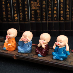 汽車擺件車載創意網紅四不小和尚可愛車內裝飾品車飾用品擺設大全