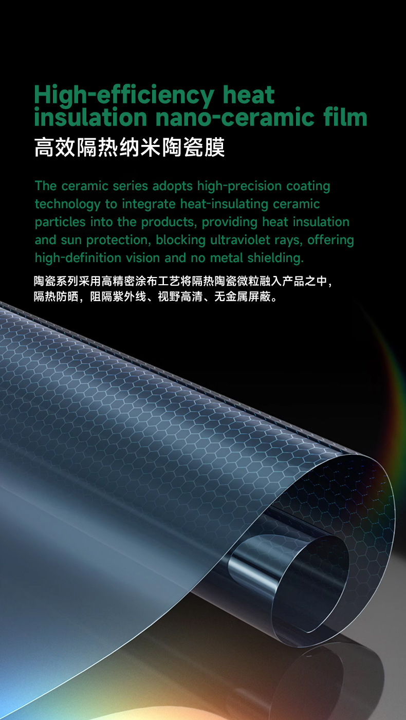 Car Pet Window Glass Film, Heat-Insulating Solar Film, Explosion-Proof, Sun Protection, High-Definition Car Heat-Insulating Film, Anti-Ultraviolet