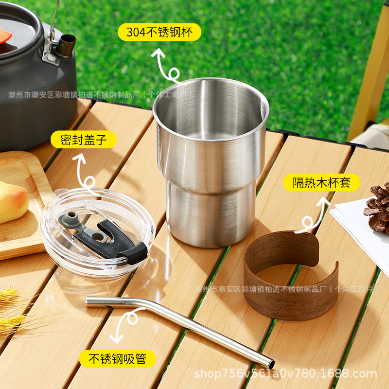 304 tazas de acero inoxidable personalizadas tazas de café tazas de cerveza con cubierta de tazas escaleras tazas de camping al aire libre tazas de mano tazas