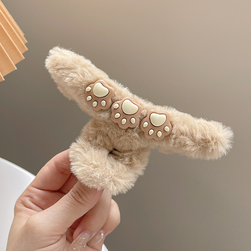 Otoño y invierno curry clip de agarre de cabeza grande clip de cabello tocado clip de tiburón 2025 nuevo peludo de gama alta agarre de cabello