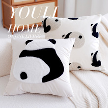 可爱熊猫儿童抱枕套跨境简约ins风动物客厅民宿沙发床上靠垫靠枕