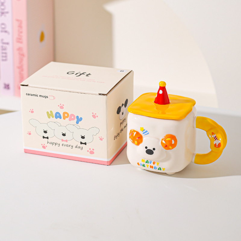 Caricatura encantadora, taza de animales, regalo de cumpleaños, taza de cerámica, taza de desayuno de leche casera
