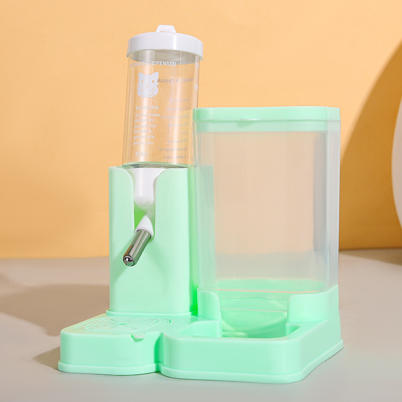 Comedero automático para hámster, dispensador de agua a prueba de fugas, comedero para loros, tazón de comida multifuncional integrado antideslizante para hámster