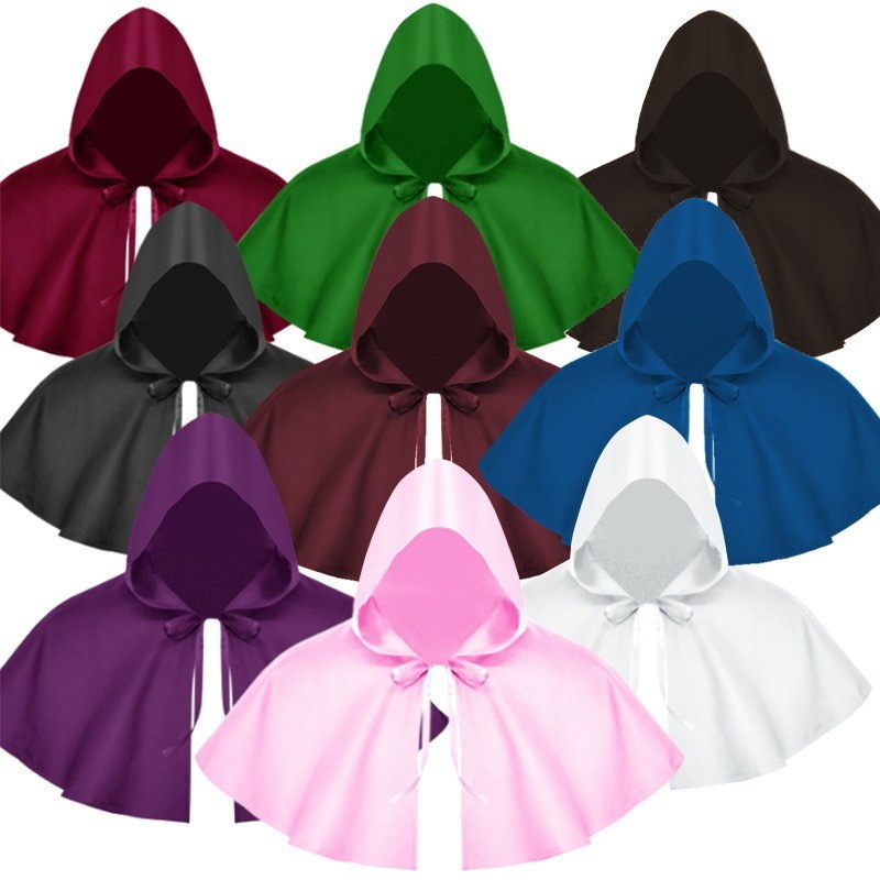 Spot Halloween Death Cloak Cos Costume Medieval Hooded Short Cloak Cosplay Cloak Amazon Cloak