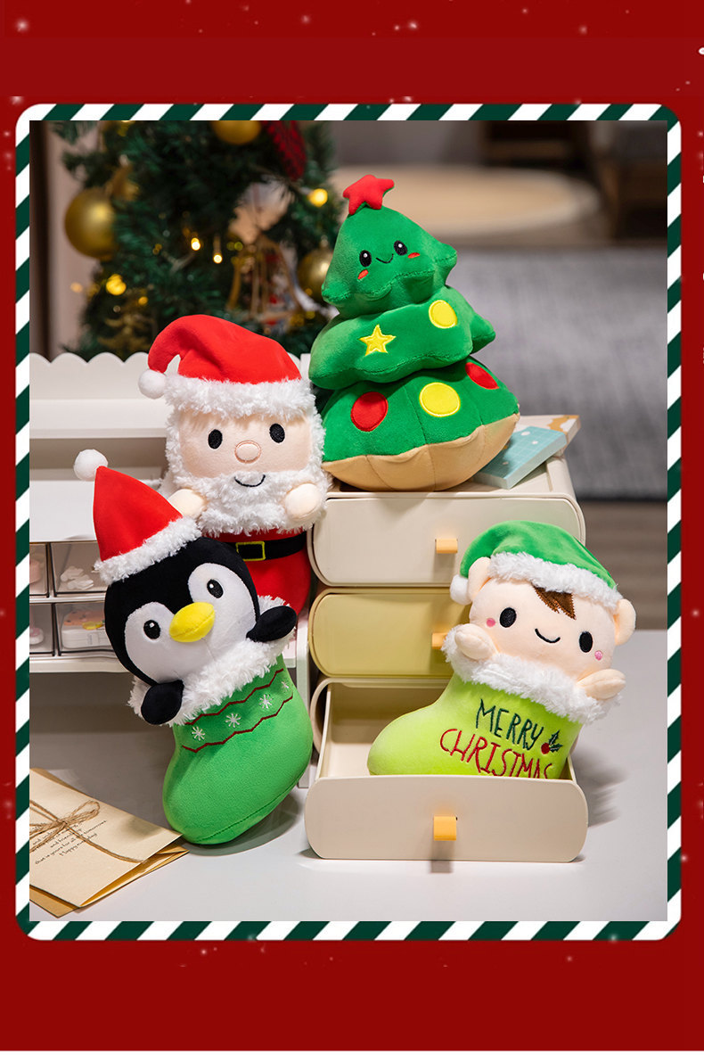 Festliches Pinguin-Weihnachtsmann-Plüschtier – Weihnachtsbaumdekoration, weiche Stofftierpuppe, Weihnachtsgeschenk für Kinder und Familie_voghion.com