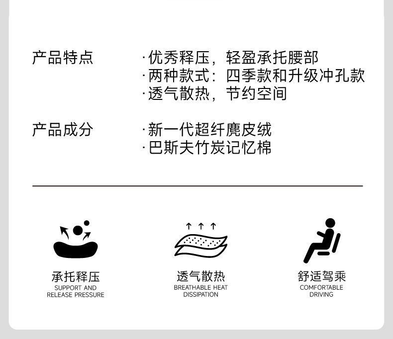 Car Lumbar Support Cushion, Thin Small Lumbar Pillow, Car Seat Support, Memory Foam Headrest, Neck Pillow Factory