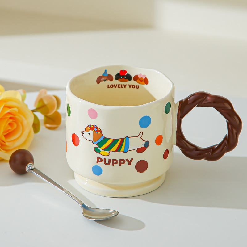 Creativo encantador dibujos animados taza de cerámica Boog taza de alta cara taza de marca taza de pareja taza de agua potable doméstica