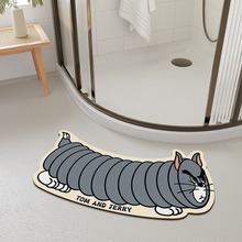 卡通猫和老鼠浴室弧形地垫洗手间吸水防滑硅藻泥脚垫厕所速干地垫