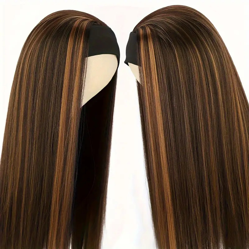 かつらの氷の糸のヘアバンドの長いまっすぐな髪の怠け者のヘアバンドの一体式の自然なファッションのブラウンの金の混色の女性の頭のカバーの現物|undefined