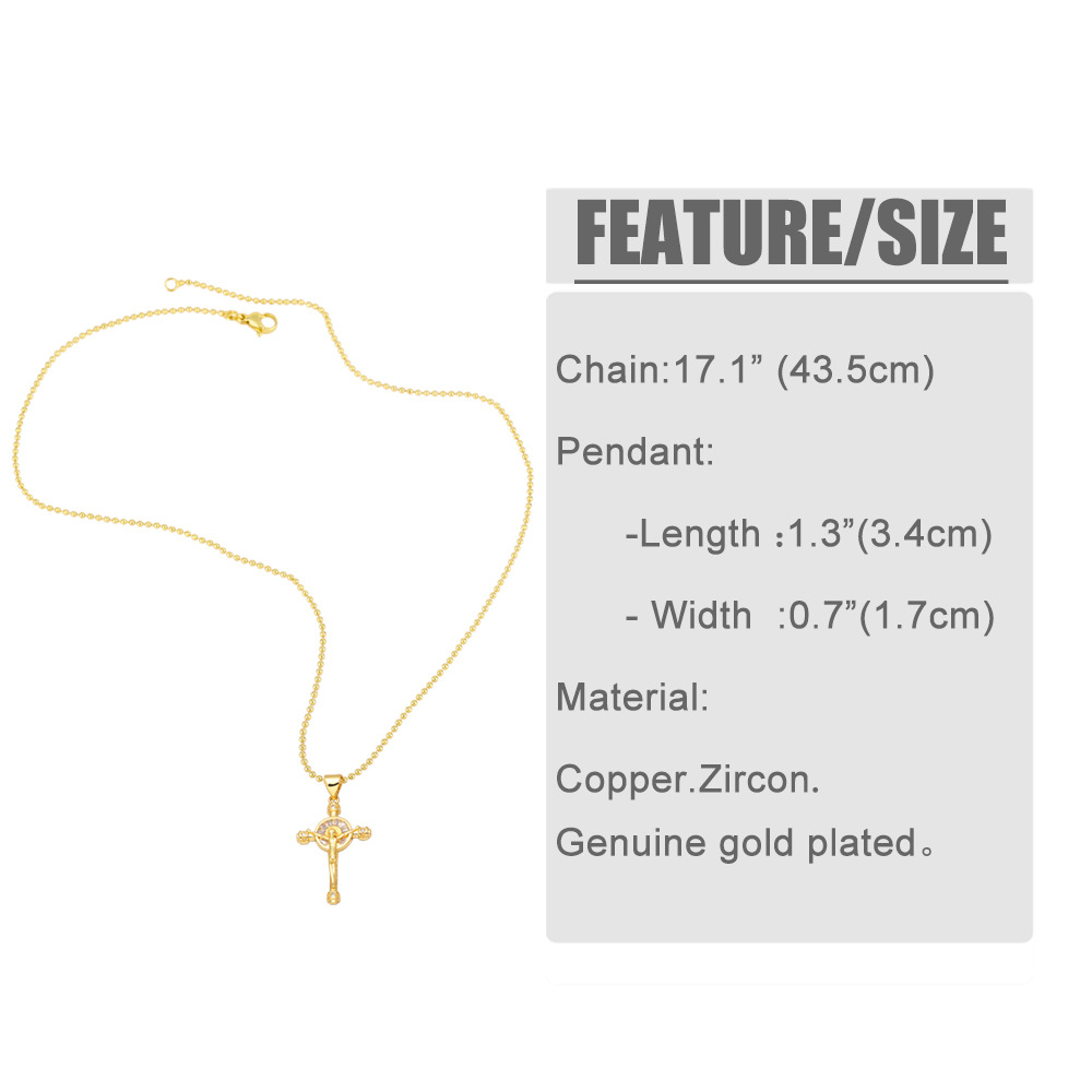 Diamond Zircon Cross Golden Female Simple Niche Copper Necklace display picture 1