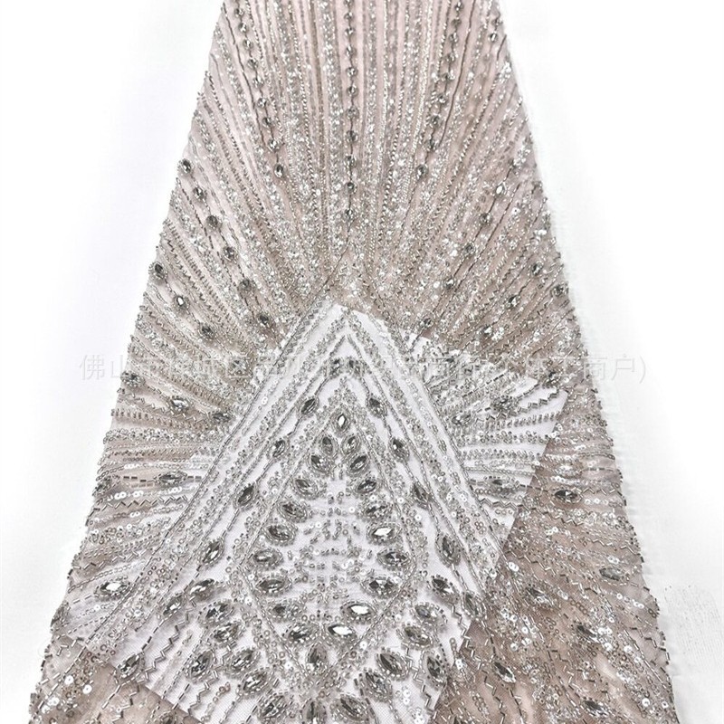 Vertical V radiante tubo de diamante de plata tela de malla de tela de vestido delgada larga cortar al por mayor