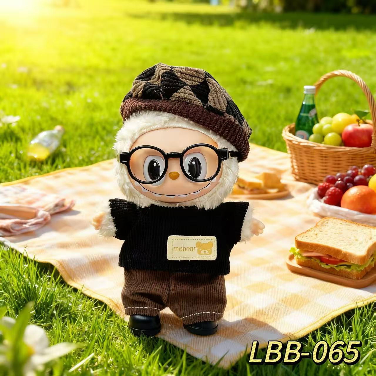 Una, dos y tres generaciones de labu picnic set casual labubu ropa de bebé vestible 17cm muñeca lindo cambio de ropa image 8