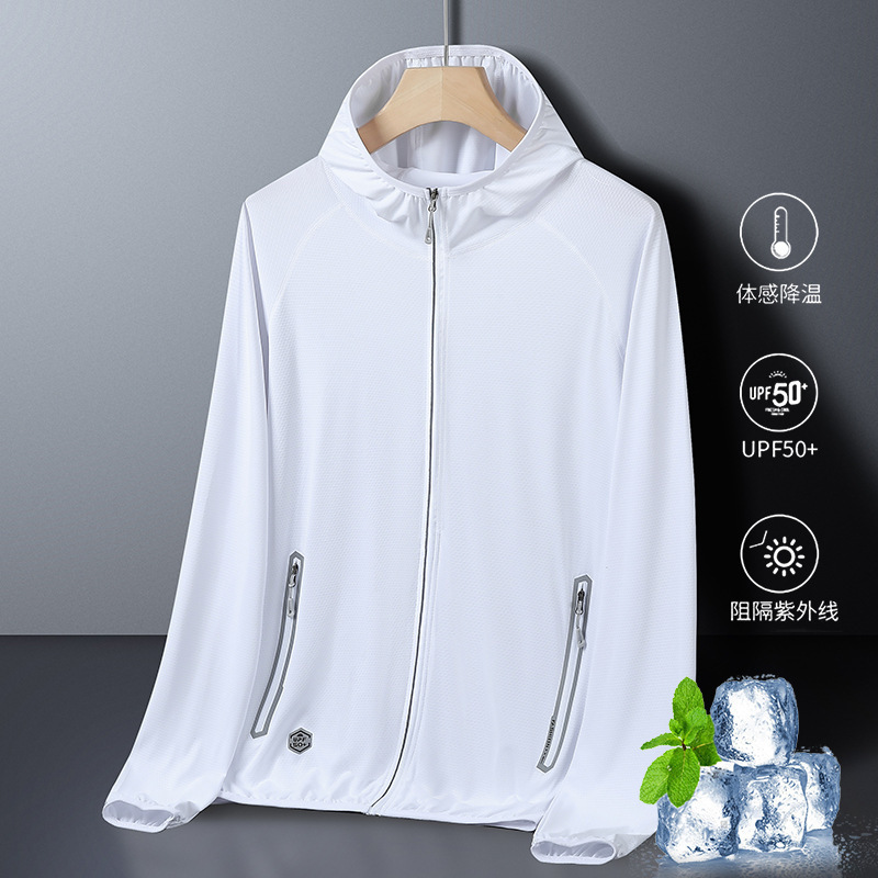 Ropa de protección solar pareja primavera y verano delgada permeable anti-UV hielo hombre pesca ropa de protección solar abrigo ultra delgado