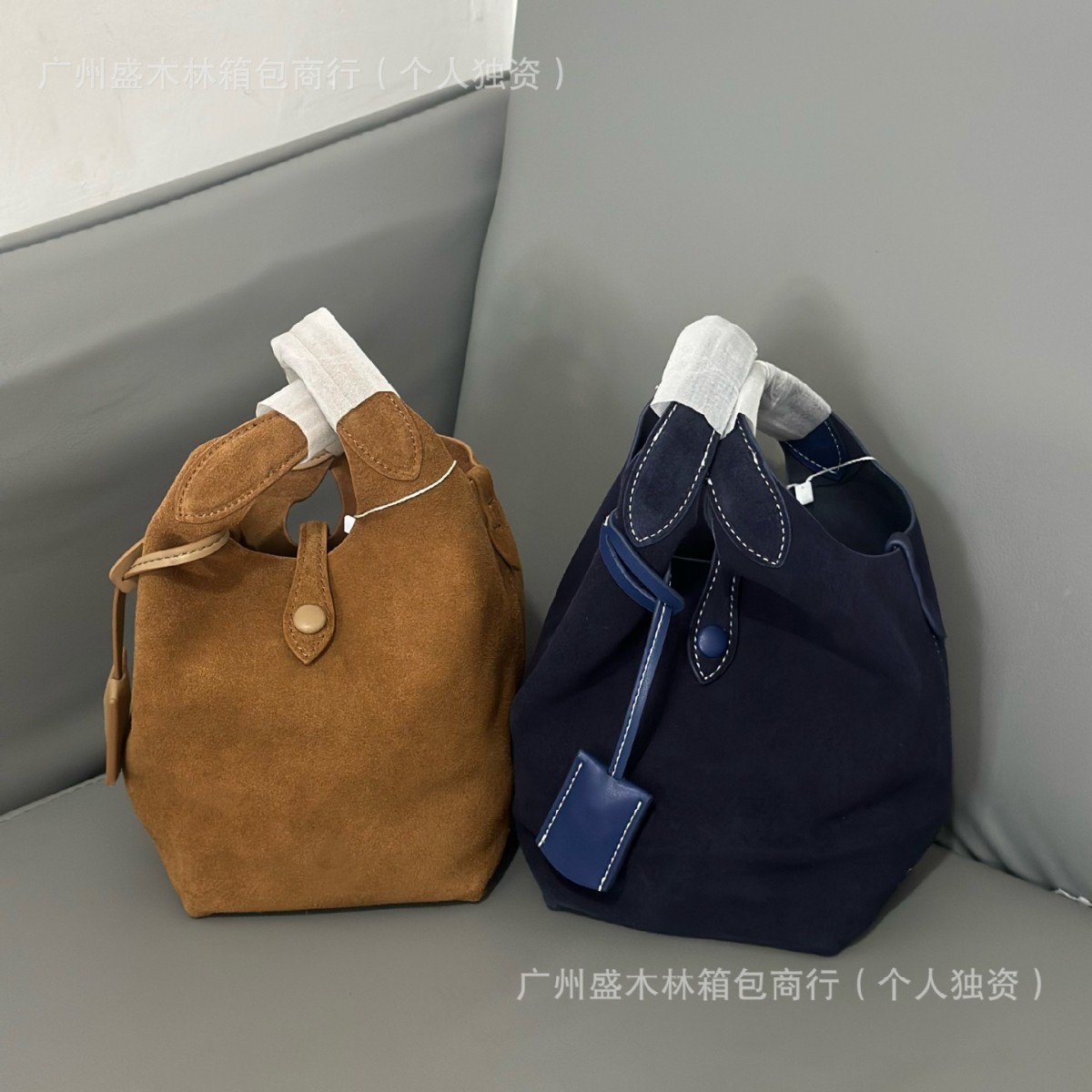 2025 Old Money Style Matte Suede Large Capacity Retro Bucket Bag Handbag Crossbody Bag For Women - Thumbnail 3