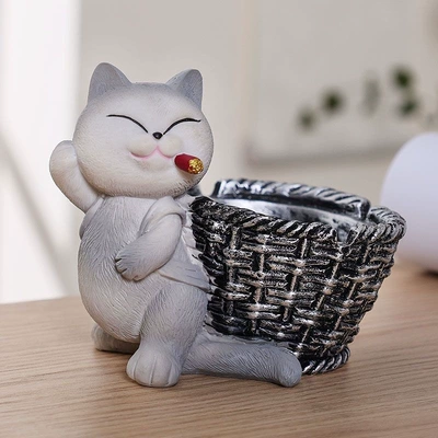 Car ashtray, 2026 New Trendy Large-Capacity - cat-in-a-basket-ashtray-gray