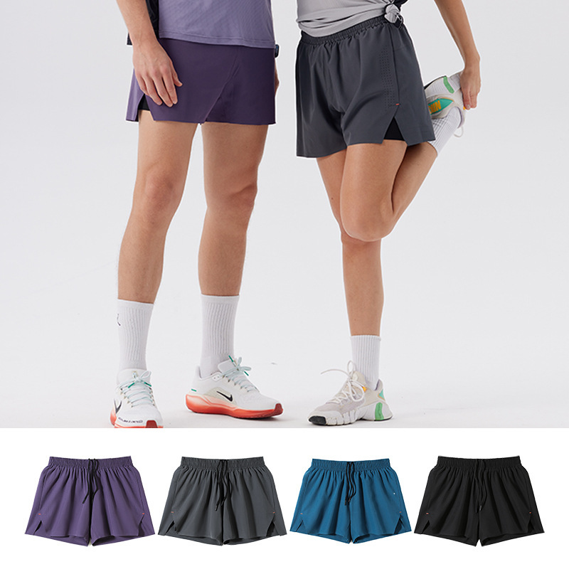 Sports Running Shorts with Printed Logo, Fitness, Lightweight Track and Field Training, Quick-Drying Three-Point Elastic Lining Pants with Printed Pattern