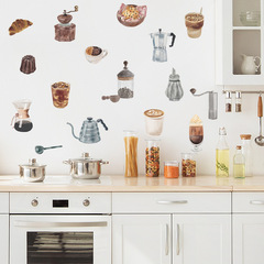 新款LD93106北歐ins咖啡拿鐵麵包廚具廚房牆面美化裝飾牆貼紙自粘