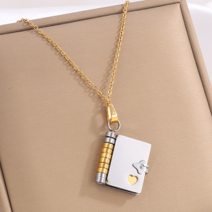 Titanium steel necklace cross-border girls love letter necklace can be opened pendant couples new personality temperament necklace clavicle chain