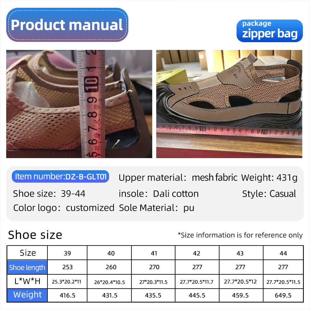 Zapatos de hombre nuevos sandalias de gran tamaño zapatos de playa transfronterizos para hombre zapatos casuales huecos zapatos de boca baja zapatos transpirables para hombre 46