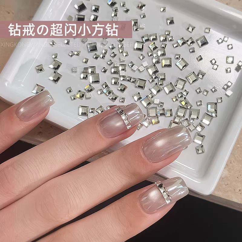 Nail Art Diamond Ring, Super Shiny Small Square Diamond, Internet Celebrity Hot Item, High-Quality Square Flat-Back Diamond, 3D DIY Nail Decorations Nail Art Diamond Ring, Super Shiny Small Square Diamond, Internet Celebrity Hot Item, High-Quality Square Flat-Back Diamond, 3D DIY Nail Decorations