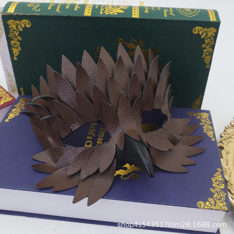 Halloween transfronterizo nueva máscara de plumas de boca de pájaro mitad cara cosplay accesorios de vestuario máscara de baile de maquillaje mujer