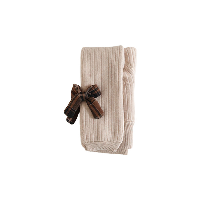 儿童连脚裤秋冬宝宝打底裤大PP连脚袜坑条蝴蝶结儿童连裤袜