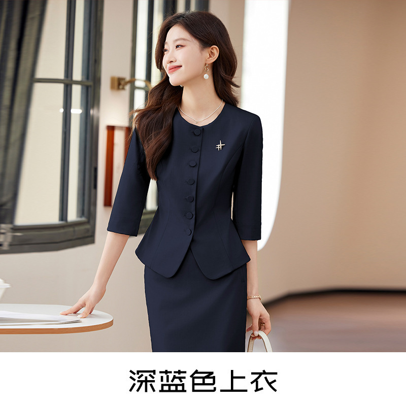 职业西装套装裙子女两件套春夏季高级感酒店前台工装美容院工作服|undefined