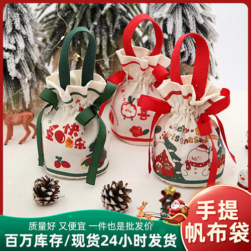Nuevo tipo de bolsas de lona portátiles de Apple de Navidad, bolsas de azúcar de boda con regalos de mano, fábrica al por mayor.