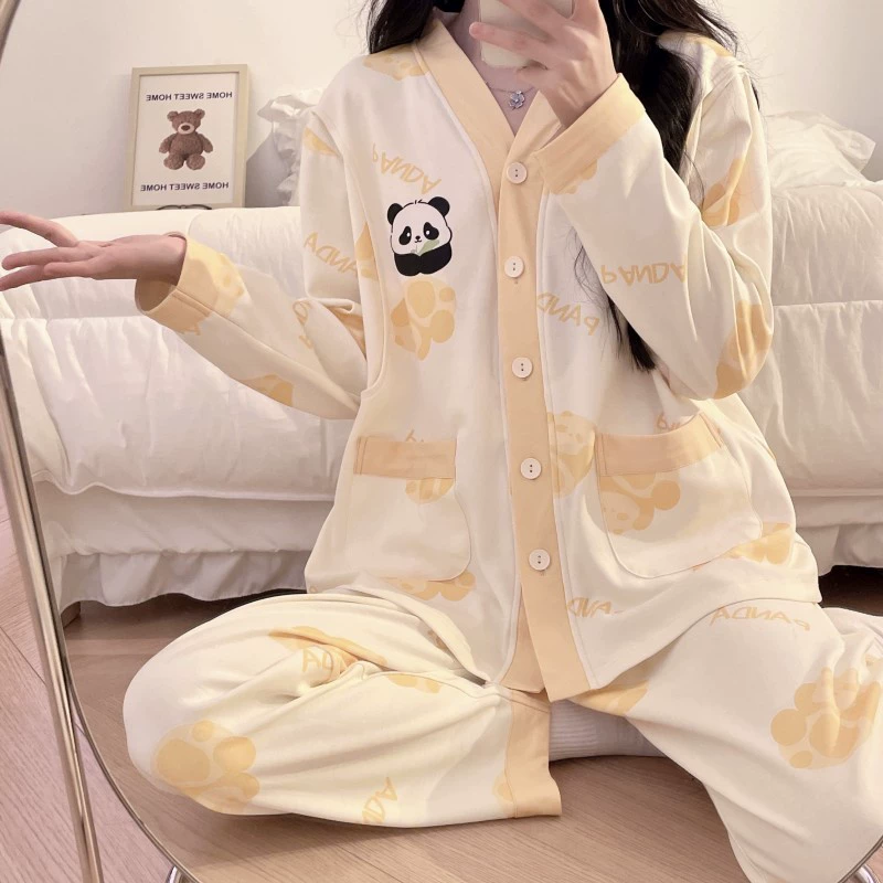 [Распродажа вне сезона] Пижамы для беременных и кормящих мам, впитывающие пот и дышащие весенне-осенние комплекты.