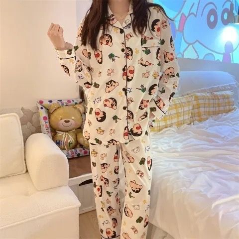 Al por mayor transfronterizo nuevo pijama de mujer primavera y otoño cardigan de manga larga sensación de alta calidad de algodón coreano se puede usar con ropa de vestir