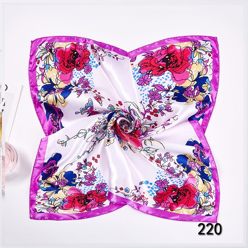 35g Weight Silk Scarf Classification Office, Daily Occasion Satin Cloth Material Star, Flower Pattern Spring&Summer Season Women's Gender Printing Design Elegant Style Women's Elegant Star Flower Satin Cloth Printing Silk Scarf 16