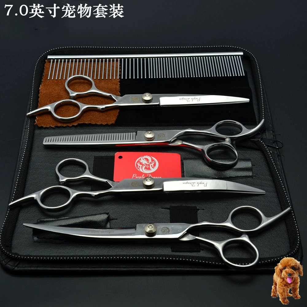 Прямые ножницы Purple Dragon, изогнутые ножницы, ножницы для домашних животных, ножницы для стрижки волос, набор для домашних животных Teddy Dog ​​Guangzhou