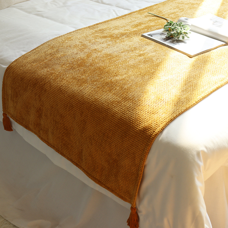 Cross-Border Bed Flag Bed Cover Thickened Chenille Rattan Texture High-End Bedside Towel B&B Hotel Bedside Blanket Wholesale