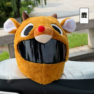 Motorcycle cross-border cartoon plush helmet Motosiklet dəbilqələri - deer-helmet-not-included