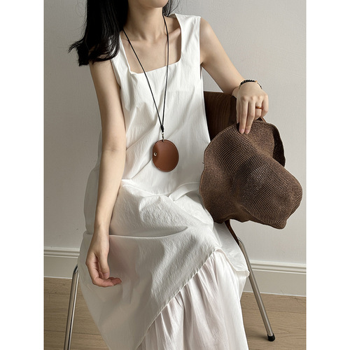 Yan Shuang Asymmetrical Hem Patchwork Backless Dress 2025 Summer Simple Elegant Casual Long Dress 5987