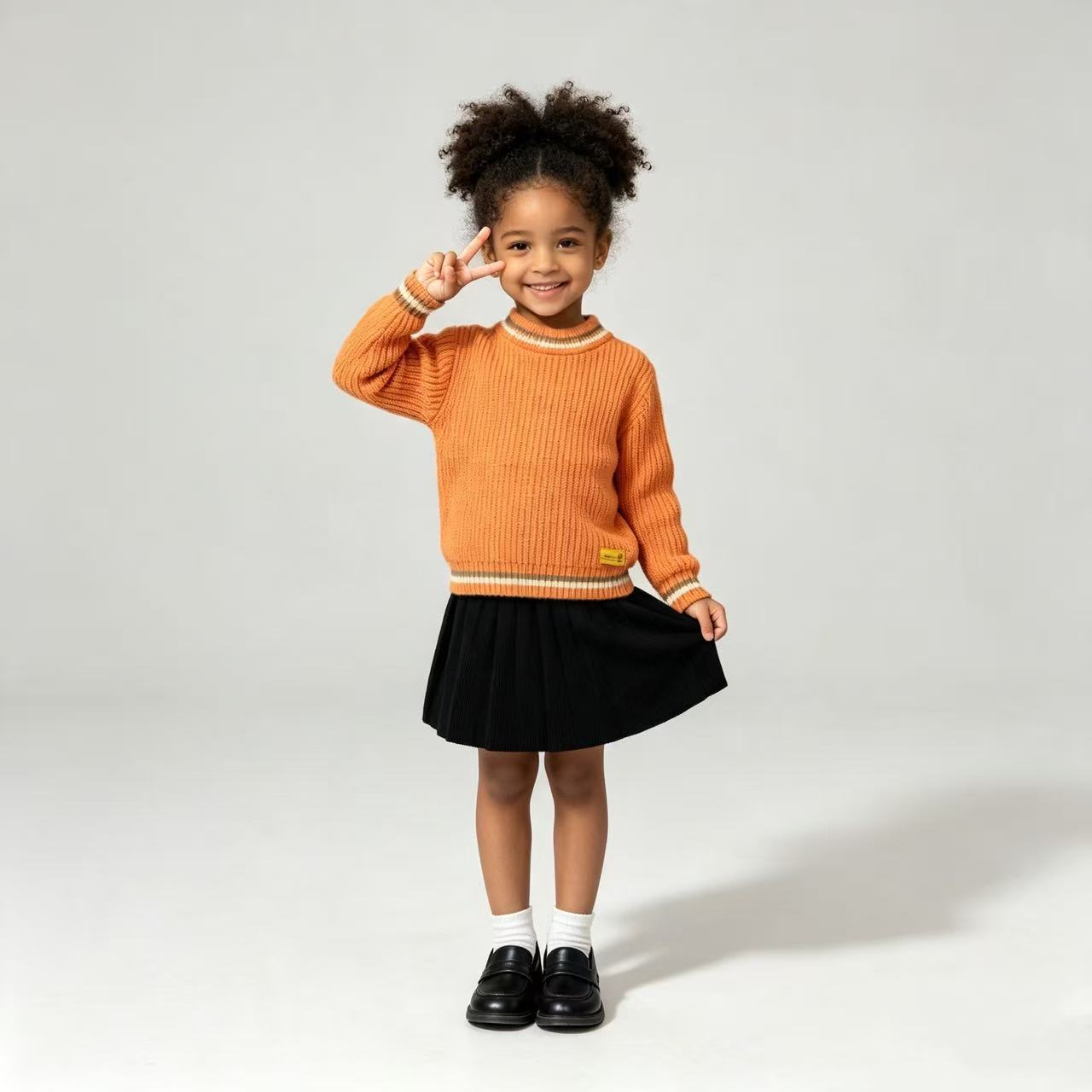 Drop shipping available for children's 2026 autumn/winter new style knitted pullover sweaters, Korean style, boys and girls, round neck, solid color pullover.