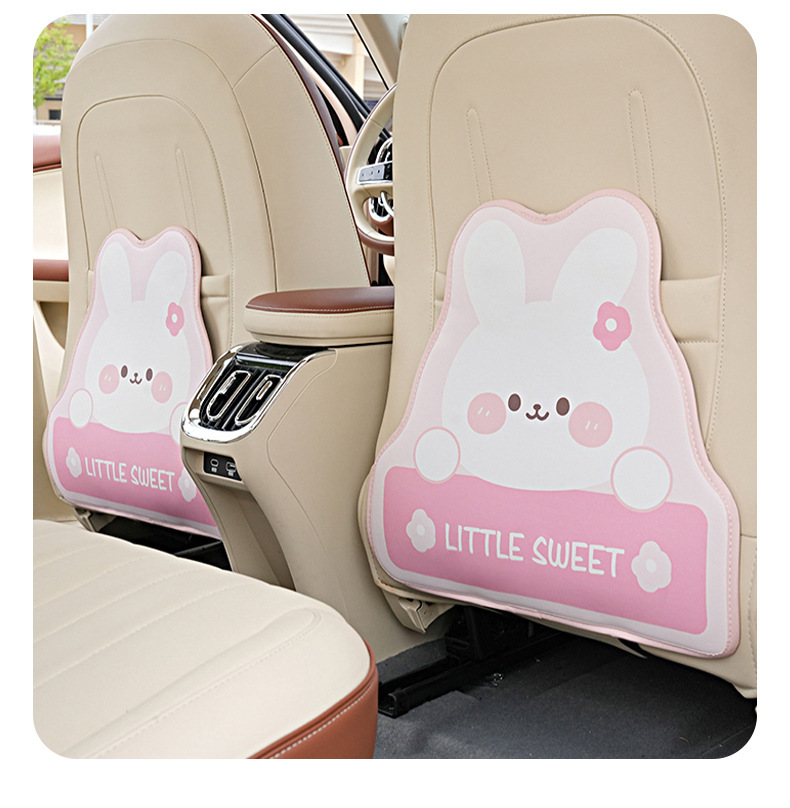 Blue Rain car seat back protector, leather car rear seat protection pad, cartoon bear design, car anti-dirt protection pad