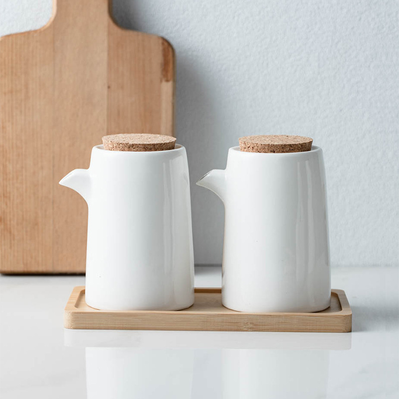 Cerámica doméstica estilo japonés botella de aceite, botella de aceite, botella de sabor, botella de sal, caja de condimentos, botella de sal, set