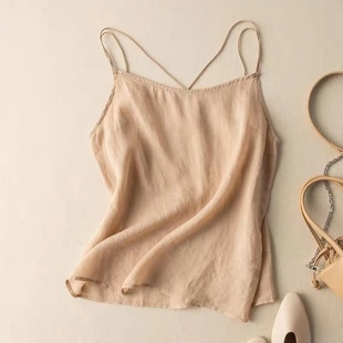 Vest Suspender Top Women's Inner Wear Summer Wear Summer Anti-Exposure Sleeveless Spring and Autumn Cotton and Linen Tube Top Silk
