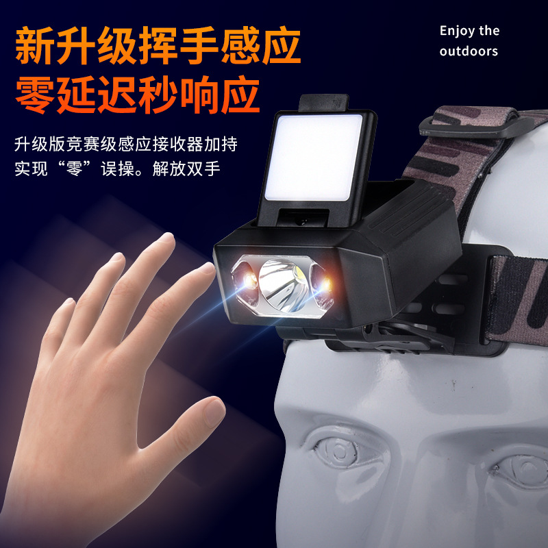 Linterna Frontal LED para Pesca con Batería de Larga Duración, Batería de Litio, Sensor, Clip para Gorra, Modelo de Carga USB, Especialmente Diseñada para Pesca Nocturna.