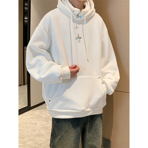 Spring and Autumn American Streetwear Unisex Hooded Sweatshirt Co-Ed High Collar Sweatshirt Trend Brand Couple