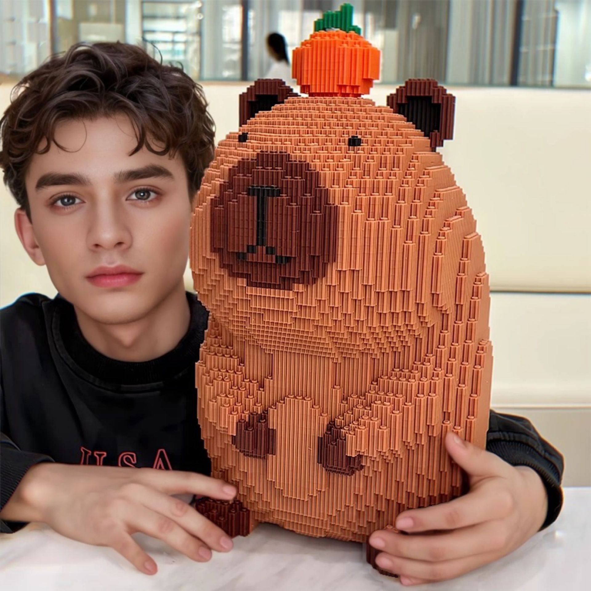 小颗粒积木地摊兼容乐高拼装摆件卡皮巴拉玩具