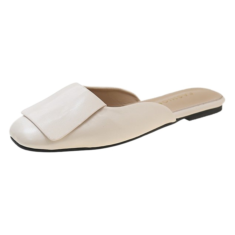 2023 primavera y verano nuevas mujeres cerrado dedo del pie zapatillas planas estilo coreano elegante moda mujer Sandalias casuales punta cuadrada zapatillas de mujer