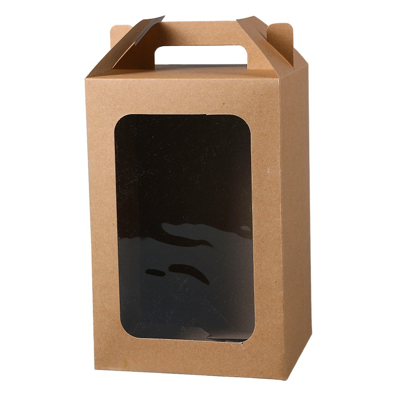 Ventana transparente caja portátil blanco negro multi-especificación en stock tamaño mediano bolsa de ventana de bolsa de embalaje de papel Kraft