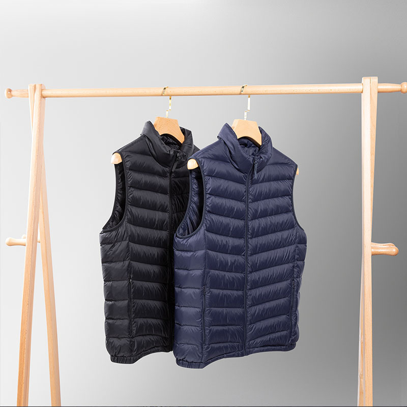 90 Velvet down Vest with Stand Collar and Lining, Fashionable Slim Fit Work down Vest with Logo and Hot Label